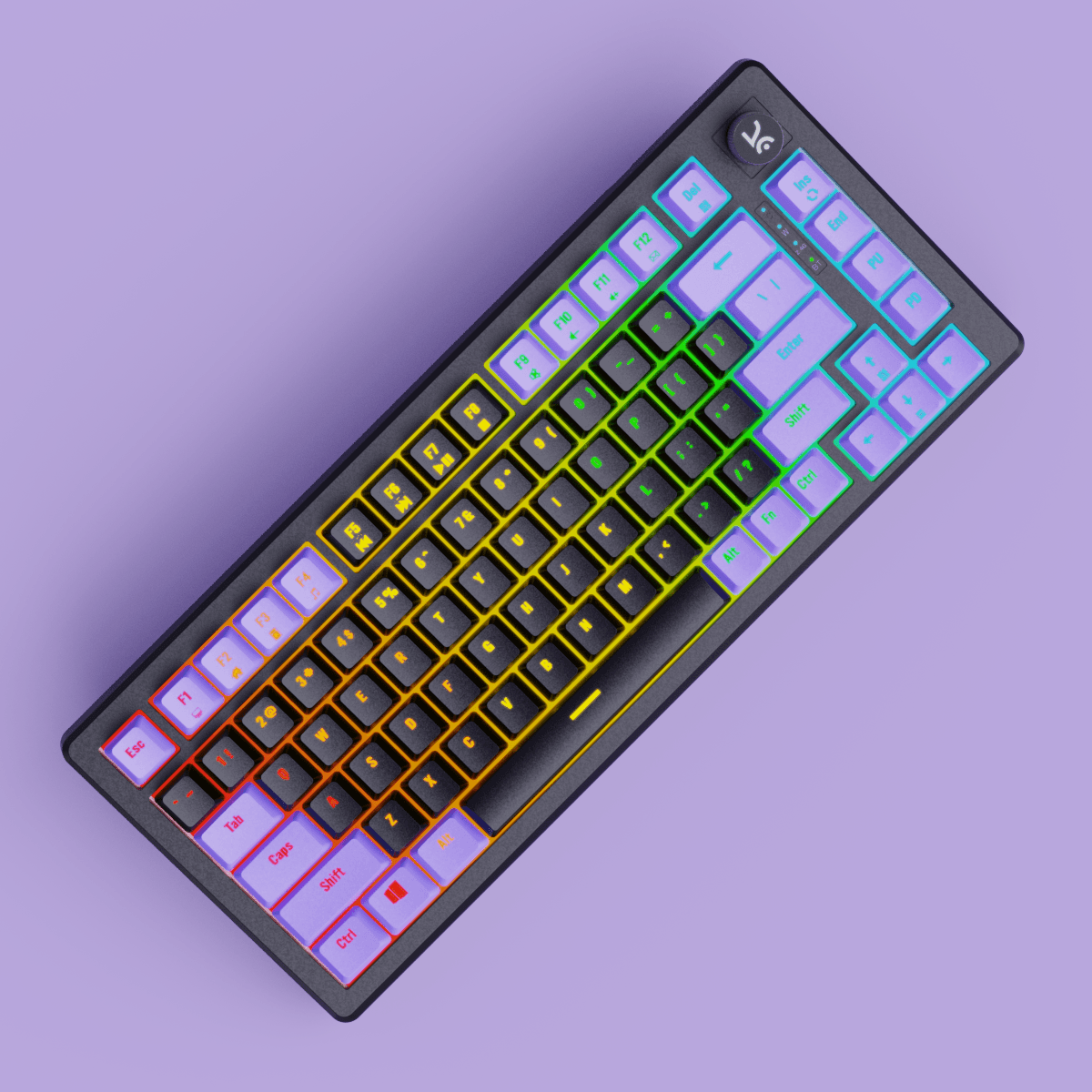 Hive75 Black - Purple Wired Gaming Keyboard Kreo