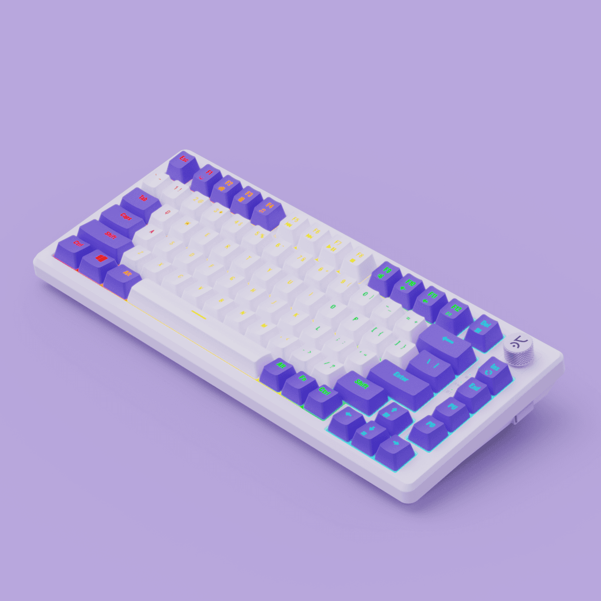 Hive75 White-Purple Wired Gaming Keyboard Kreo